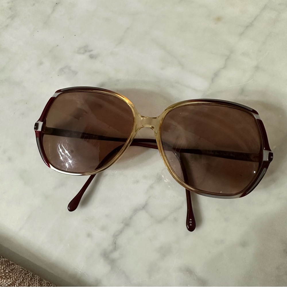 Vtg Diane Von Furstenberg Amore Sunglasses Italy 1970s 70s Maroon Gold